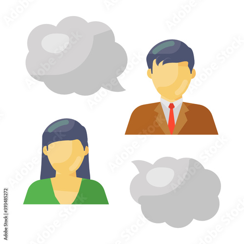 
Male and female with thought bubbles denoting people thinking icon
