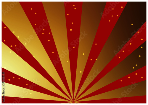 正月_赤い放射状_金箔背景