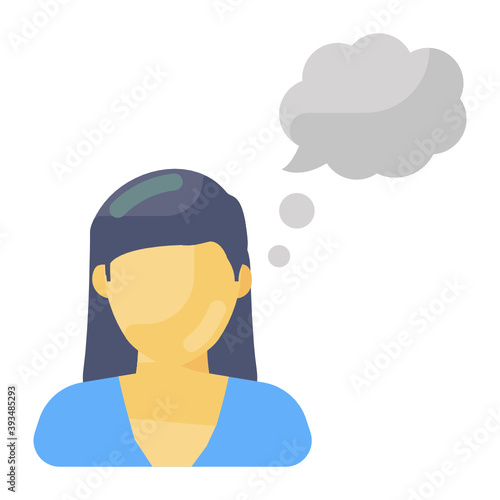 
Girl with thought bubbles denoting daydreaming icon
