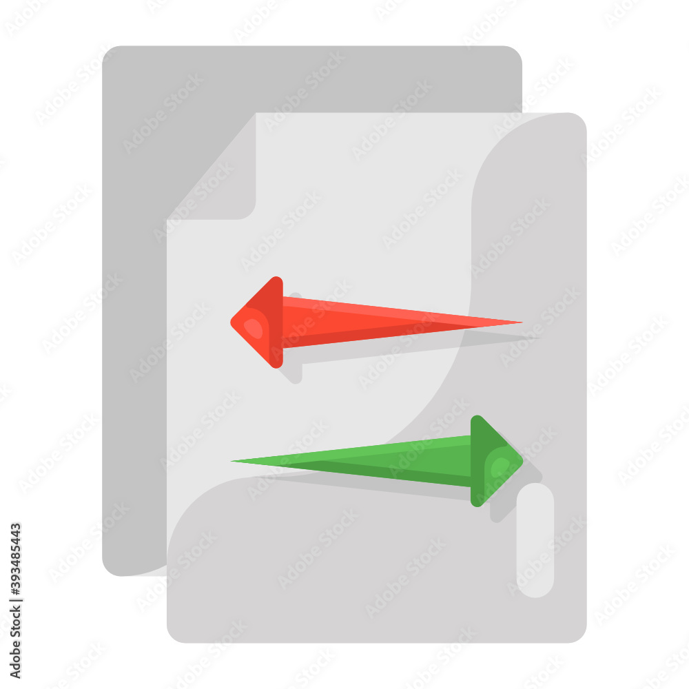 Two ways arrow on paper, flat style of data transfer icon
Two ways arrow on paper, flat style of data transfer icon