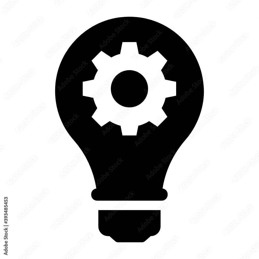 Gear inside light bulb, innovative idea icon
Gear inside light bulb, innovative idea icon