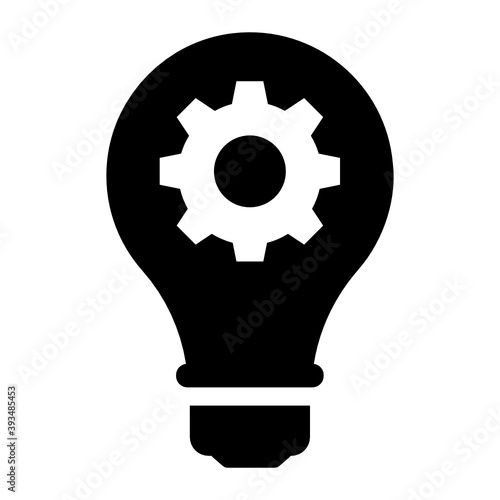 
Gear inside light bulb, innovative idea icon
