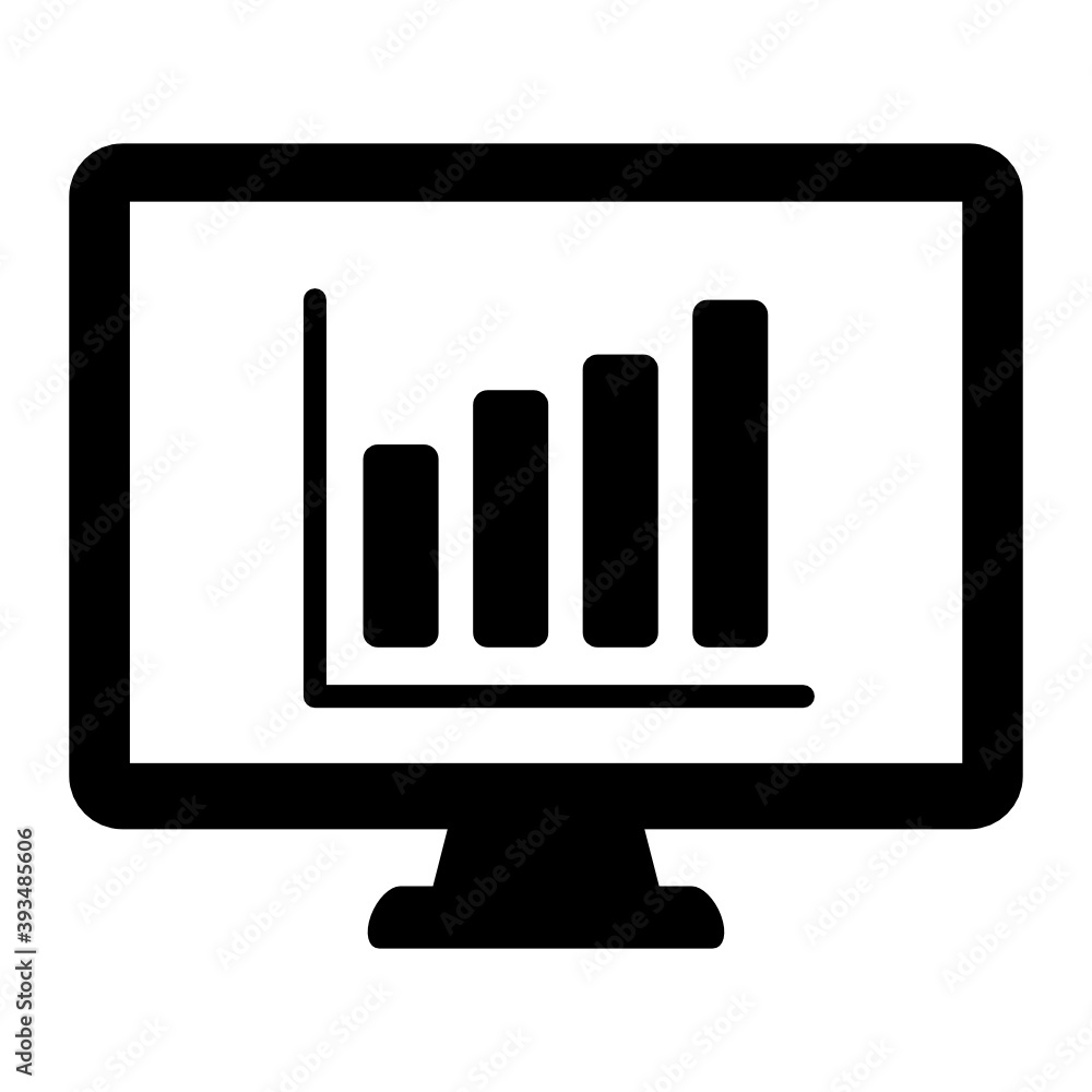 Bar chart inside monitor, online graph icon
Bar chart inside monitor, online graph icon