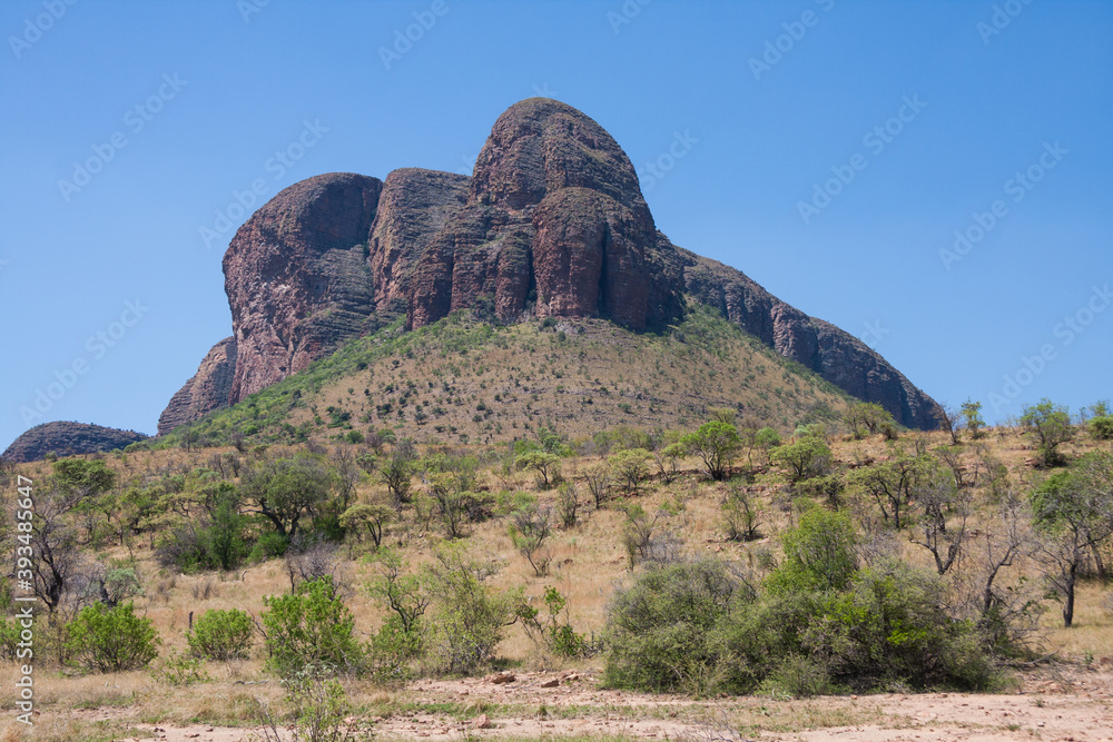 Sandstone mountain cliffs scenic view in summer in Marakele National Park, Limpopo Province, South Africa