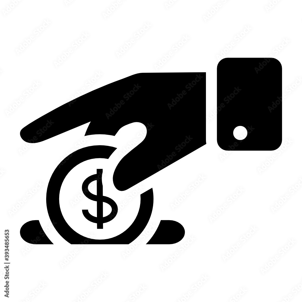 Dollar on hand concept of donation icon.
Dollar on hand concept of donation icon.