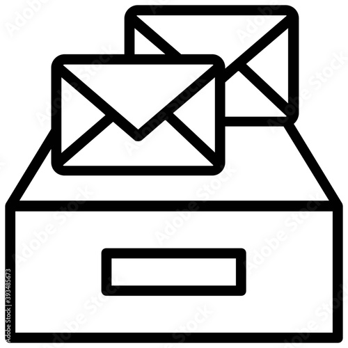 
Email inbox . two mails with mailbox tray 
