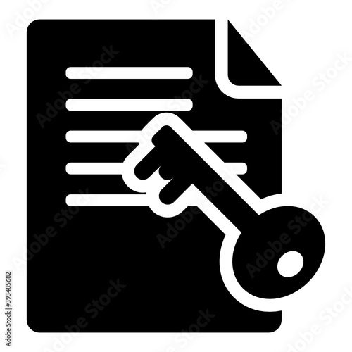 
Folded paper, with key, file encryption icon
