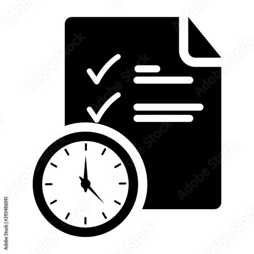  Folded paper with clock symbolizing project deadline icon 