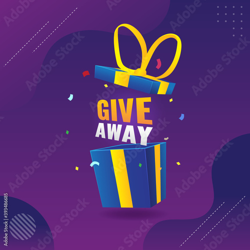 give away poster template for social media post with blue gift