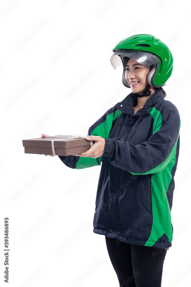 female uber rider or driver delivering package to customer female uber rider or driver delivering package to customer