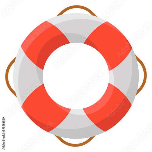 
Flat icon of lifebuoy, flat vector 
