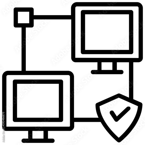 
Two interconnected systems with checked shield, network protection concept
