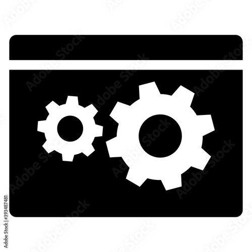 
Gears inside website, web settings flat icon 
