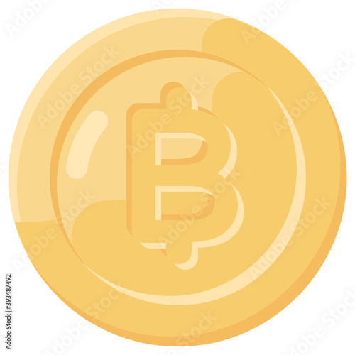 
Bitcoin icon in flat design, digital currency vector 
