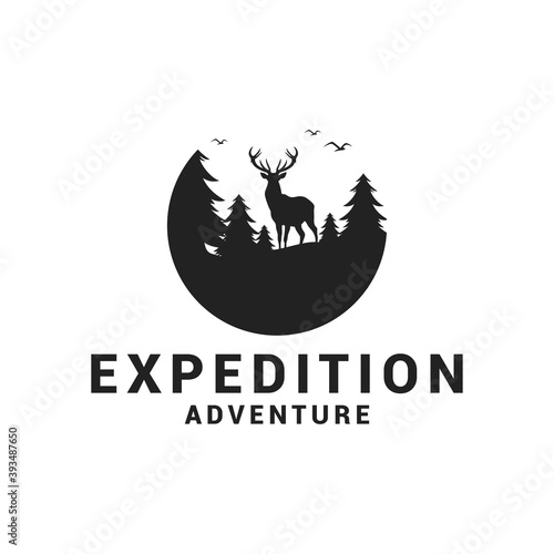 Expedition adventure wild deer logo icon vector template. Premium design wild deer logo.