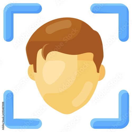 
Icon of facial recognition in flat design, face scanning vector 

