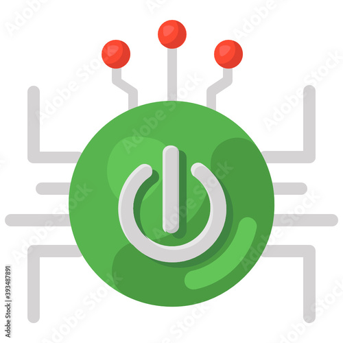 
Processor chip on insect icon, flat design of bug processor 
