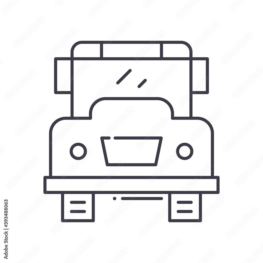 School bus icon, linear isolated illustration, thin line vector, web design sign, outline concept symbol with editable stroke on white background. School bus icon, linear isolated illustration, thin line vector, web design sign, outline concept symbol with editable stroke on white background.