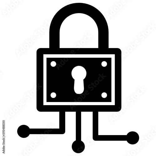 
Flat icon of lock with nodes, digital lock icon
