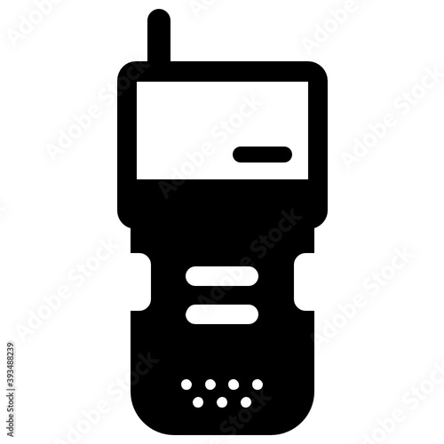 
A vintage mobile having button, walkie talkie icon in flat design 
