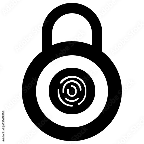 
Flat icon of fingerprint lock, biometry editable vector 
