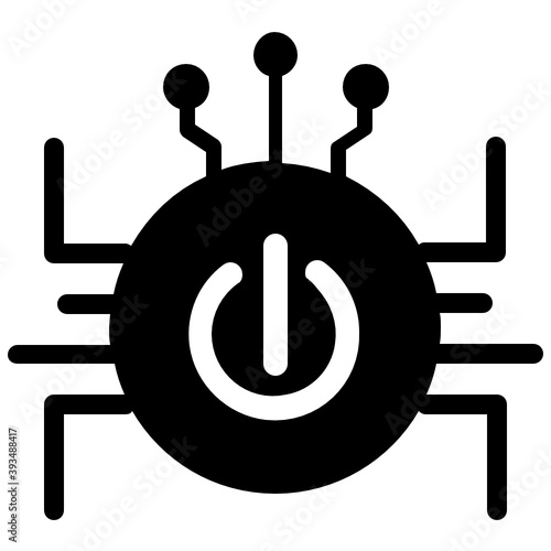 
Processor chip on insect icon, flat design of bug processor 
