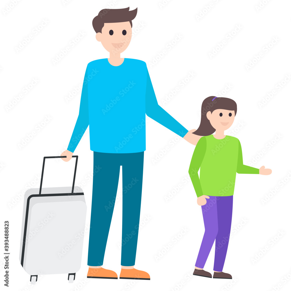 Father Travelling Vector 