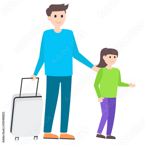 Father Travelling Vector 