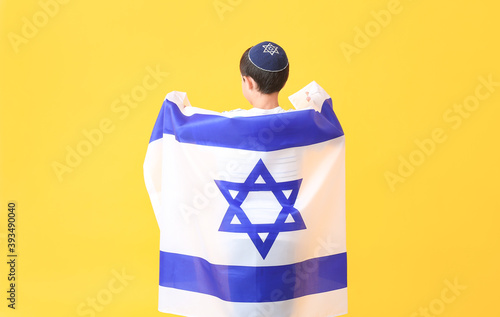 Little boy with the flag of...