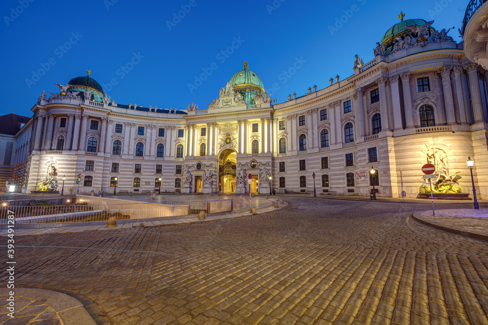 The famous Hofburg with the Heldenplatz in Vienna at night