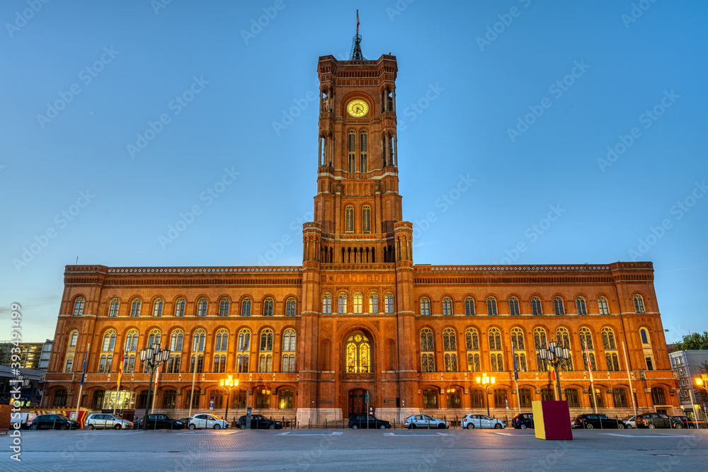 The famous Rotes Rathaus, the townhall of Berlin, at dawn