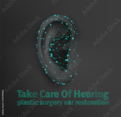 vector human ear. hearing treatment, plastic surgery, implantation
