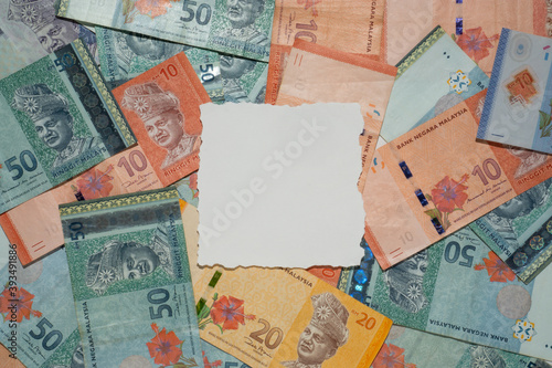 Bundle of the MYR banknote with a copy space