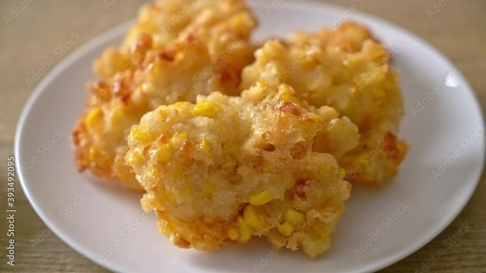 deep fried corn with sauce - vegan and vegetarian food style deep fried corn with sauce - vegan and vegetarian food style