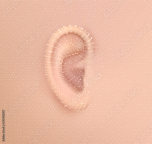 vector human ear. hearing treatment, plastic surgery, implantation