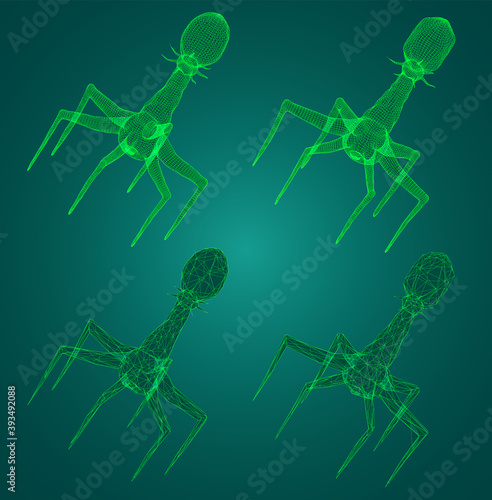 3d model of a bacteriophage, an artificial microorganism for the treatment of deadly diseases. future of medicine