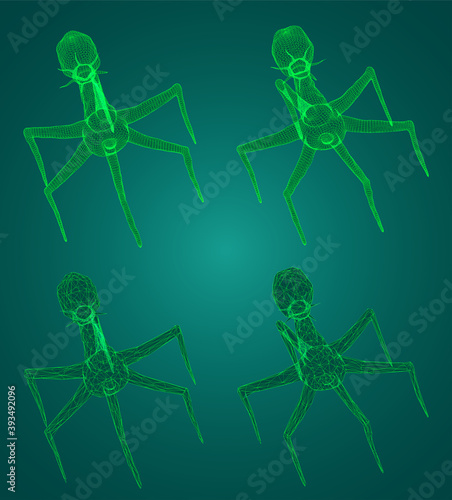 3d model of a bacteriophage, an artificial microorganism for the treatment of deadly diseases. future of medicine