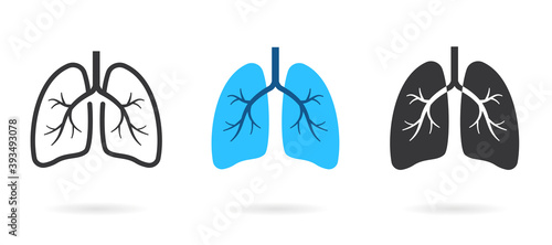 Human lungs icons on white background.