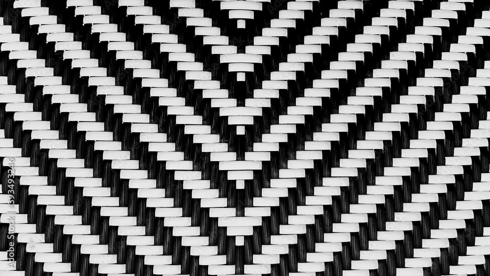 Seamless pattern of black and white bamboo weaving for background. Natural material and Art wallpaper concept  
