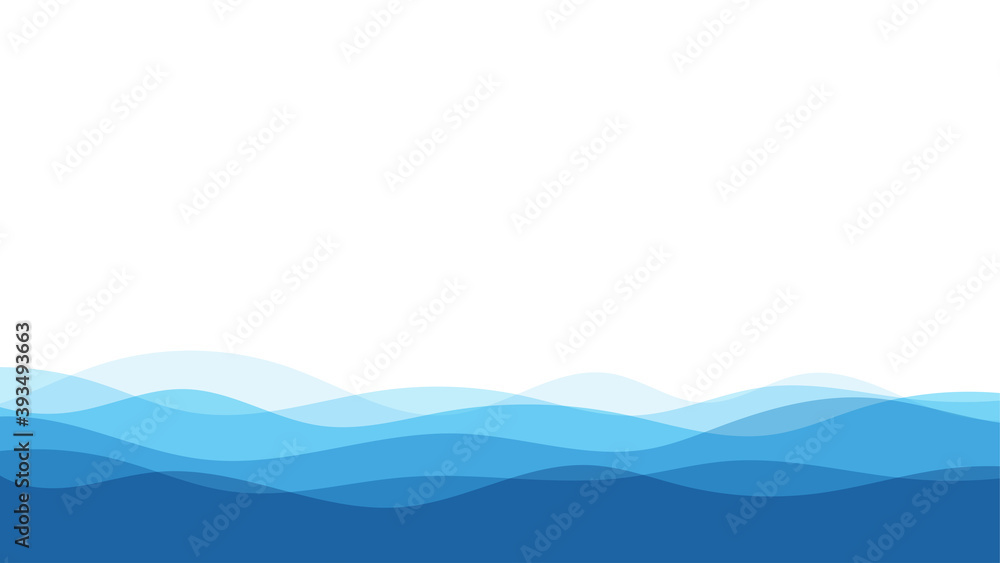 Blue natural water ocean wave layer vector background.