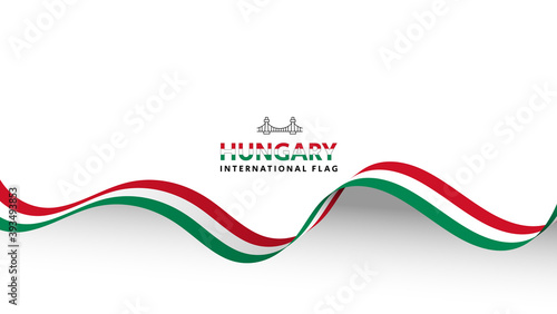 Hungary flag wave flowing flutter banner concept with white copy space background vector illustration.
