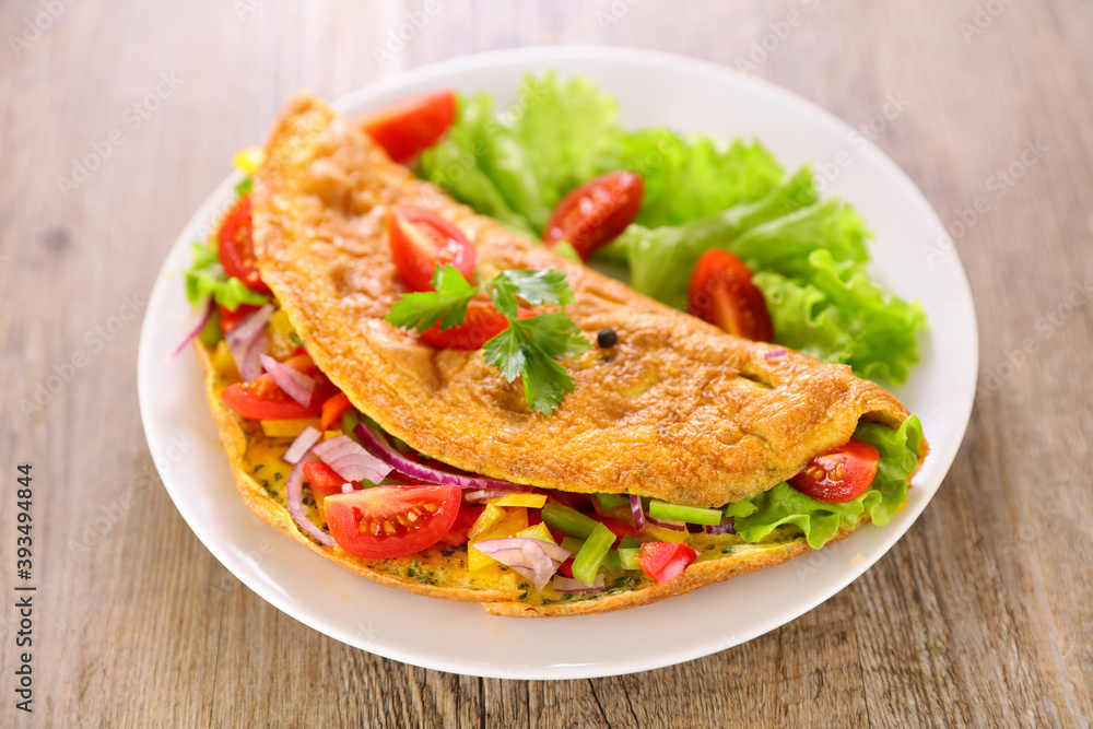 plate of omelet with vegetable plate of omelet with vegetable