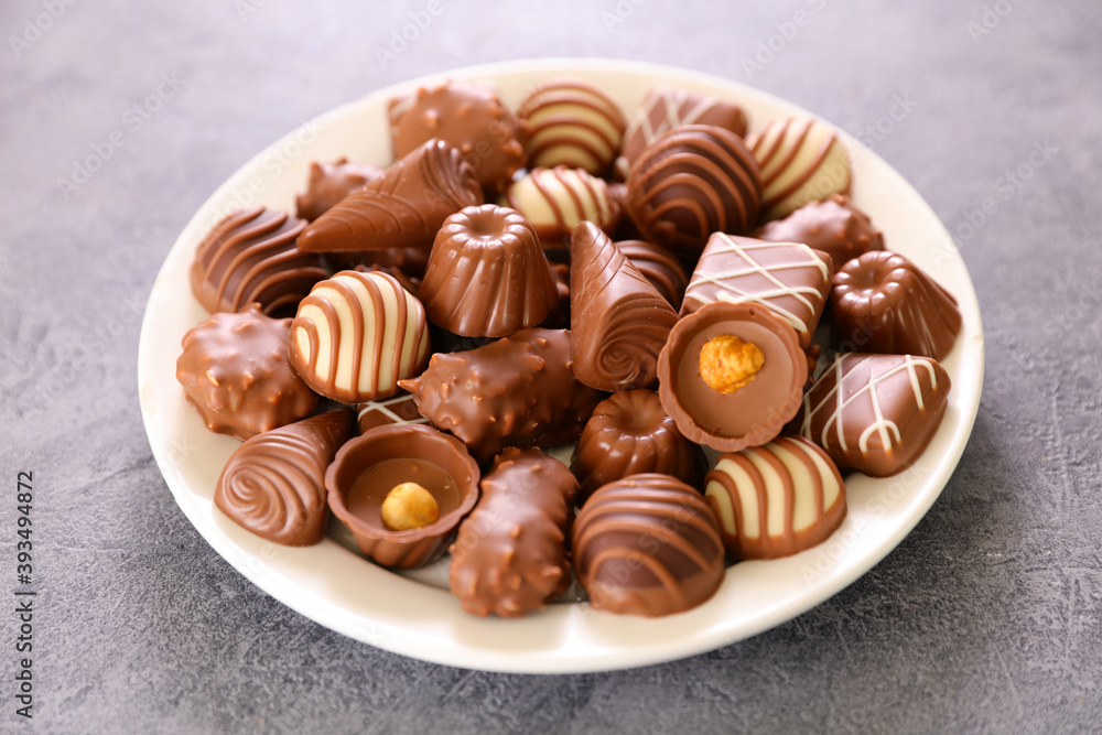 plate of festive chocolate assortment plate of festive chocolate assortment