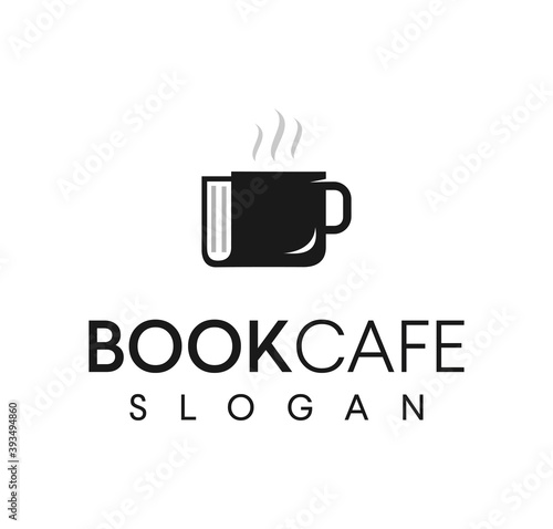 Coffee book logo icon design. Logo is combination of book and a cup of coffee. Suitable for coffee shop, bookstore, library