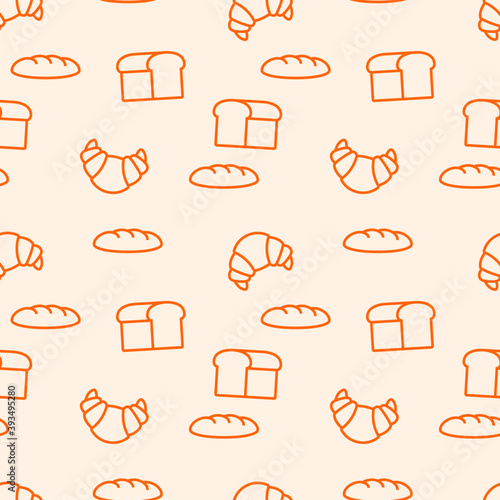 Seamless pattern of bread and Croissant background for bakery food textile, wrapping paper, package, restaurant or cafe menu banners