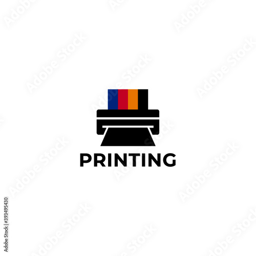 Digital printing logo, printer and CMYK symbol isolated on white background. Vector EPS 10
