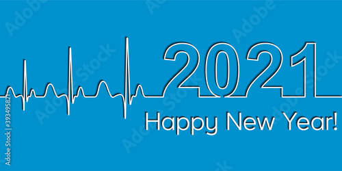 Medical Christmas banner, 2021 happy new year, vector 2021 health medical style wave heartbeat concept fitness healthy lifestyle