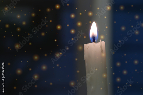christmas white candles flame many star background
