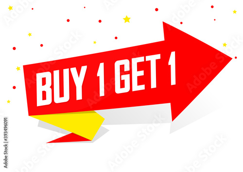 Buy 1 Get 1 Free, Sale banner design template, discount tag, bogo, lowest price, spend up and save more, vector illustration