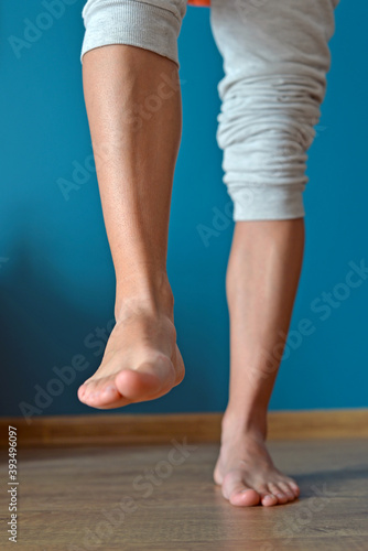 feet on a blue background